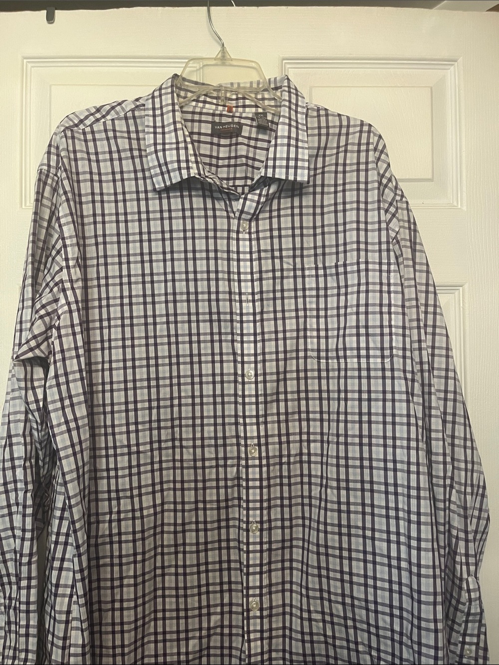 Van Heusen White and purple and gray  Check Dress Shirt